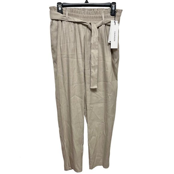 Calvin Klein Pants - Calvin Klein Linen Blend Elastic Tie Waist Pants